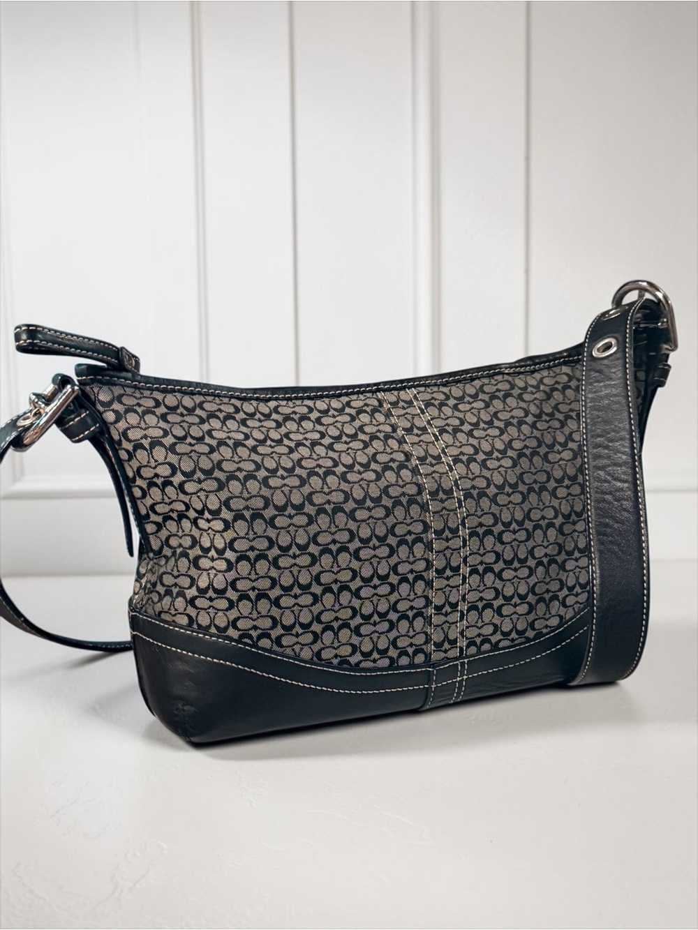 Coach Black/Gray Signature C Monogram Y2K Jacquard Soho Hobo Shoulder Bag - Picture 3 of 16